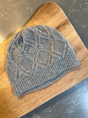Forte Cashmere Knit Beanie in Heather Gray